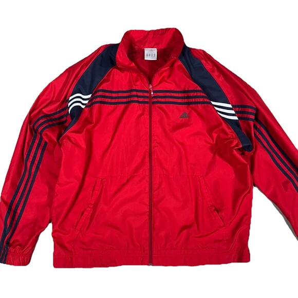 Adidas Climate Proof Red/black Windbreaker Track Jacket Sz 2XL - Picture 1 of 10